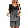 thumbnail image 1 of BONIXOOM Matching Christmas Pajamas Pajamas For Women Loungewear None Short Sleeve Printed Sleepwear Sets Gray XL, 1 of 7