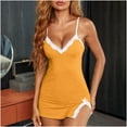 thumbnail image 1 of BONIXOOM Matching Christmas Pajamas Silk Pajamas For Women Sleepwear Drawstring Sleeveless Solid Sleepwear Sets Yellow M, 1 of 5