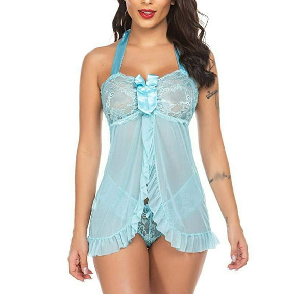 BONIXOOM Matching Christmas Pajamas Womens Christmas Pajamas Sleepwear Tie Sleeveless Solid Sleepwear Sets Light Blue S