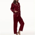 thumbnail image 1 of BONIXOOM Matching Christmas Pajamas Womens Pajamas Sleepwear None Long Sleeve Solid Sleepwear Sets Wine XXL, 1 of 6