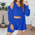 thumbnail image 1 of BONIXOOM Matching Family Christmas Pajamas Christmas Pajamas For Women Loungewear Drawstring Long Sleeve Solid Sleepwear Sets Blue S, 1 of 8