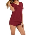 thumbnail image 1 of BONIXOOM Matching Family Christmas Pajamas Christmas Pajamas For Women Sleepwear None Short Sleeve Solid Sleepwear Sets Wine M, 1 of 9