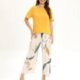 thumbnail image 1 of BONIXOOM Matching Family Christmas Pajamas Pajamas For Women Loungewear Pull-On Long Sleeve Solid Sleepwear Sets Yellow M, 1 of 3