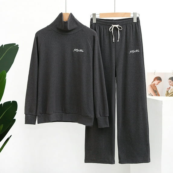 BONIXOOM Matching Family Christmas Pajamas Pajamas For Women Sleepwear None Long Sleeve Solid Sleepwear Sets Dark Gray XXL