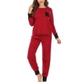 thumbnail image 1 of BONIXOOM Matching Family Christmas Pajamas Womens Christmas Pajamas Sleepwear None Long Sleeve Solid Sleepwear Sets Red M, 1 of 8
