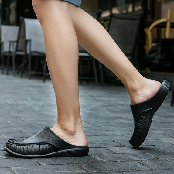 BONIXOOM Mens Slippers Clearance None None V-Day Casual Summer Shoes For Men Black Size 8.5