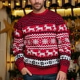 thumbnail image 1 of BONIXOOM Mens Sweater Baggy Fit Sweater Cardigan Christmas Crew Neck Mens Cardigan Sweater Red L(US:8), 1 of 8