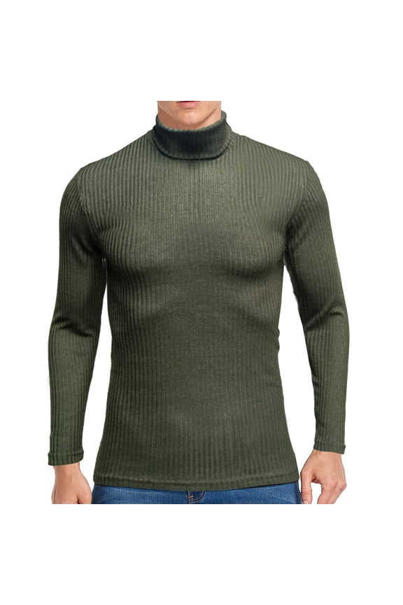 Mens Sweater Slim Jacket Pullover Casual Turtleneck Mens Cardigan Sweater Army Green 2XL(US:12)