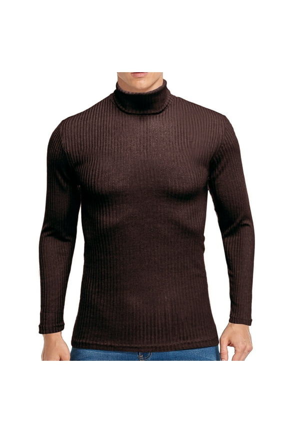Mens Sweater Slim Jacket Pullover Casual Turtleneck Mens Cardigan Sweater Coffee 2XL(US:12)