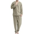 thumbnail image 1 of BONIXOOM Pajamas For Men Matching Christmas Pajamas Loungewear None Long Sleeve Sleepwear Sets Solid Khaki XXXL, 1 of 5