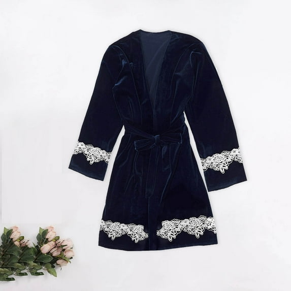 BONIXOOM Pajamas For Women Christmas Pajamas For Family Loungewear None Long Sleeve Sleep Tops Solid Navy L