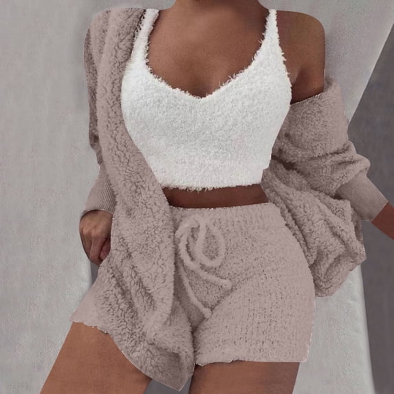 BONIXOOM Pajamas For Women Christmas Pajamas Sleepwear None Long Sleeve Sleepwear Sets Solid Pink M