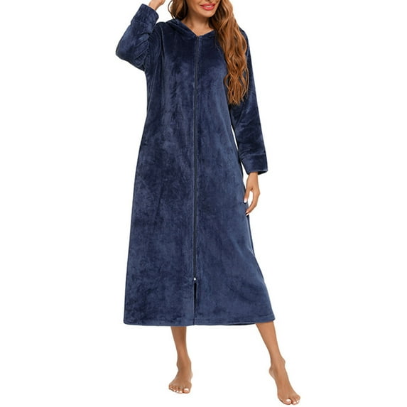 BONIXOOM Pajamas For Women Matching Family Christmas Pajamas Loungewear Zipper Long Sleeve Sleep Tops Solid Blue M