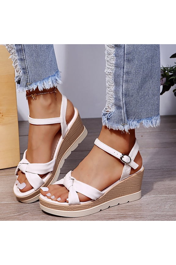 Platform Sandals Women Clearance Fall Buckle Platform Casual Fashion Shoes for Women Beige Size 7.5