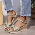 thumbnail image 1 of BONIXOOM Platform Sandals Women Clearance Fall Buckle Platform Casual Fashion Shoes for Women Green Size 5.5, 1 of 4