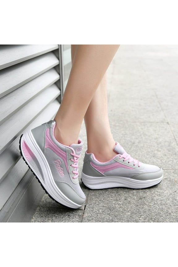 Platform Sneakers for Women Running Shoes for Women Running Shoes Running Slip-On Sneakers Pink 2024 Summer Clearance Size 5.5