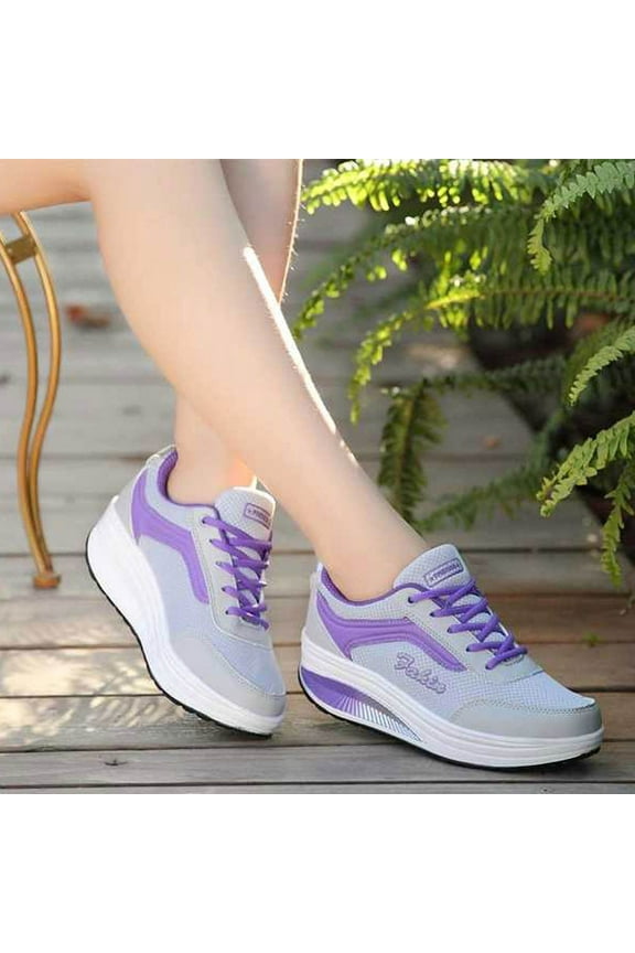 Platform Sneakers for Women Running Shoes for Women Running Shoes Running Slip-On Sneakers Purple 2024 Summer Clearance Size 5.5