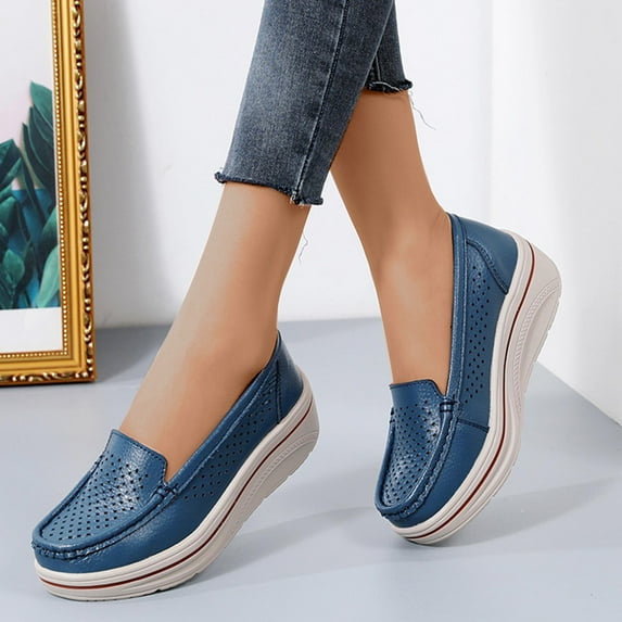 BONIXOOM Platform Sneakers for Women Womens Shoes Platform Shoes Running Slide Casual Shoes Blue 2024 Summer Clearance Size 5.5