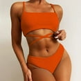 thumbnail image 1 of BONIXOOM Plus Size Swimsuit For Women Underwire Elastic Solid Two-Piece Sets High Cut Summer Swimwears on Clearance Orange Size 10, 1 of 5