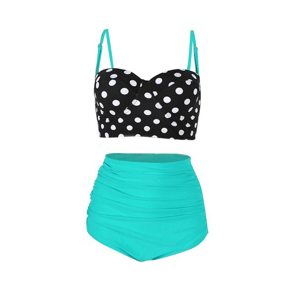 BONIXOOM Plus Size Swimsuit For Women Underwire None Plaid Bikinis Bikini Summer Swimwears on Clearance Green Size 10