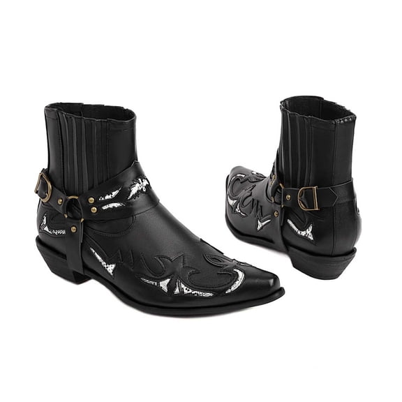 BONIXOOM Rain Boots For Women Low Heel Rubber Slip-On Ankle Winter Black