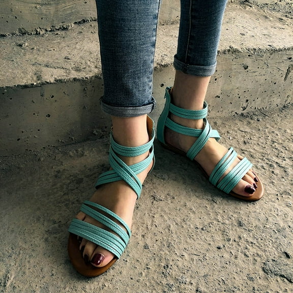 BONIXOOM Sandals Women Clearance Fall Buckle None Casual Fashion Shoes for Women Green Size 9.5