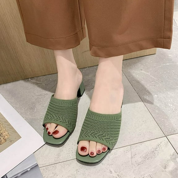 BONIXOOM Sandals Women Clearance Fall Slip-On None Casual Fashion Shoes for Women Green Size 8.5