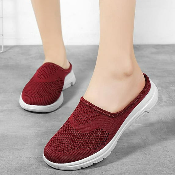 BONIXOOM Sandals Women Clearance Fall Slip-On None Casual Fashion Walking Shoes Women Red Size 7.5