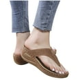 thumbnail image 1 of BONIXOOM Sandals Women Clearance None Platform V-Day Casual Summer House Shoes For Women Brown Size 6, 1 of 6