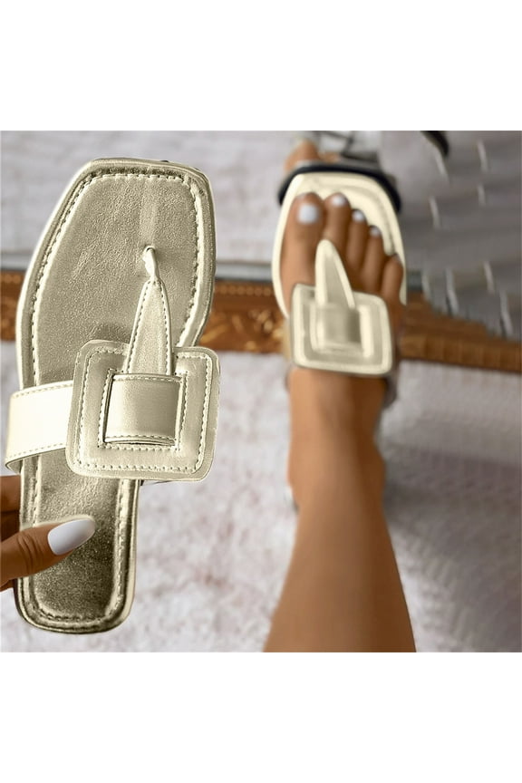 Sandals Women Comfortable Clearance Fall Slip-On None Casual Fashion Shoes for Women Gold Size 5.5