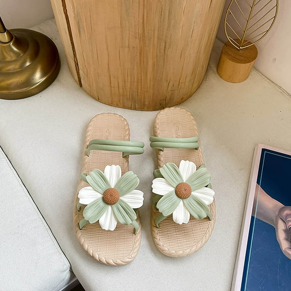 BONIXOOM Sandals Women Comfortable Clearance Fall Slip-On None Casual Fashion Womens Shoes Green Size 7.5