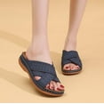 thumbnail image 1 of BONIXOOM Sandals Women Comfortable Clearance Slip-On Platform V-Day Casual Summer Walking Shoes Women Blue Size 6.5, 1 of 8