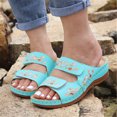 thumbnail image 1 of BONIXOOM Sandals for Women 2024 Clearance Fall Slip-On Wedge Casual Fashion Womens Shoes Light blue Size 8.5, 1 of 2