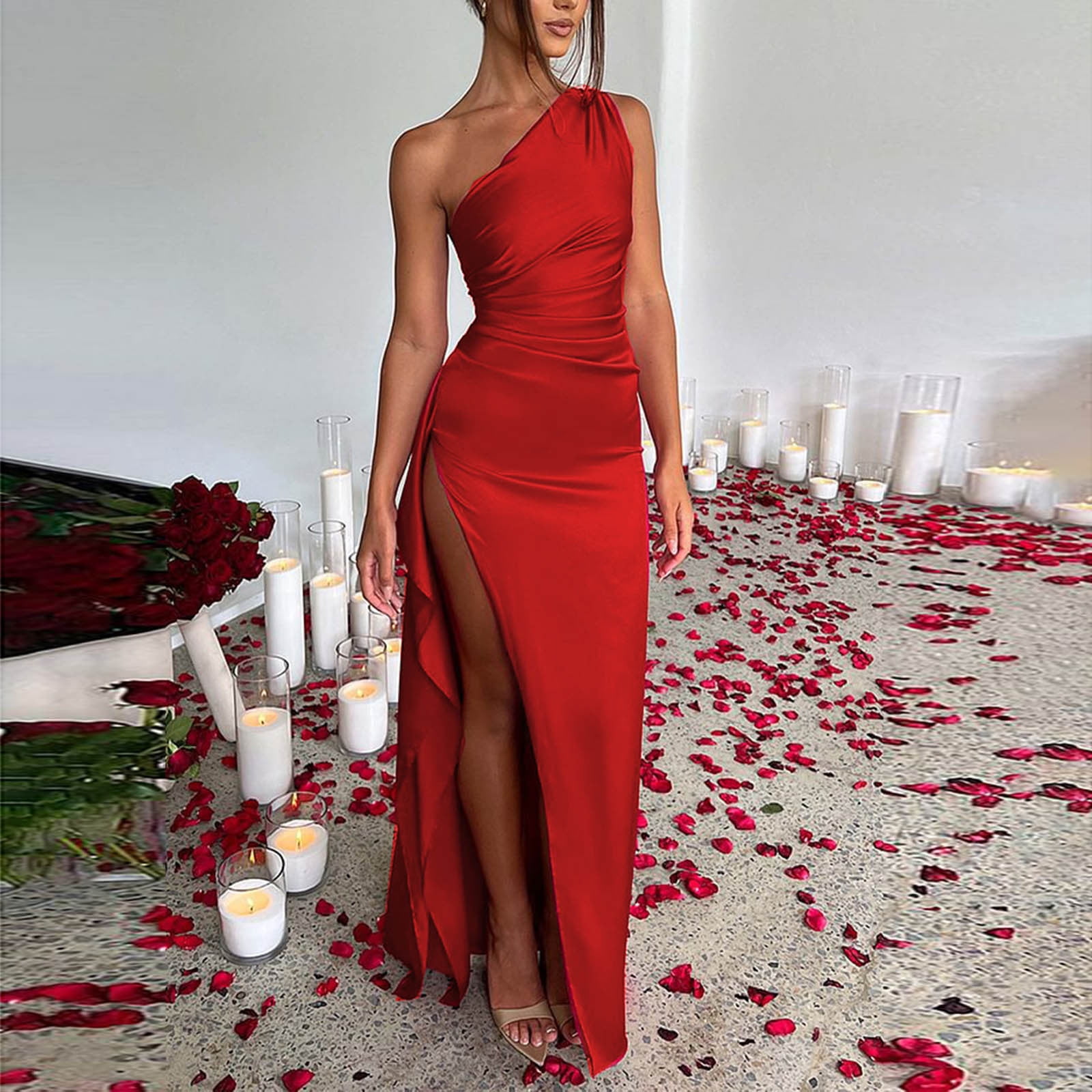 BONIXOOM Sexy Dresses for Women Date Night Beach Party Crew Neck Tab  Sleeveless Tube Dress Solid Red Dresses - Walmart.com