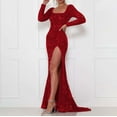 thumbnail image 1 of BONIXOOM Sexy Dresses for Women Date Night Multi-theme Party Square Neckline Tab Long Sleeve Pullover Jacket Solid Red Dresses, 1 of 9