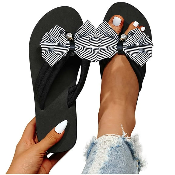 BONIXOOM Slippers For Women Indoor Clearance None None V-Day Casual Summer Shoes For Women Black Size 8.5