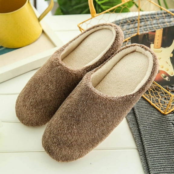 BONIXOOM Slippers For Women Indoor Clearance Slip-On None V-Day Casual Winter Running Shoes For Women Coffee Size 6.5