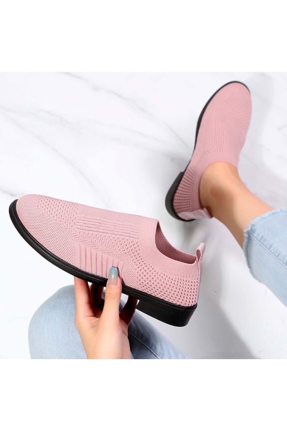 Sneakers for Women Shoes for Women Walking Shoes Running Slip-On Sneakers Pink 2024 Summer Clearance Size 7