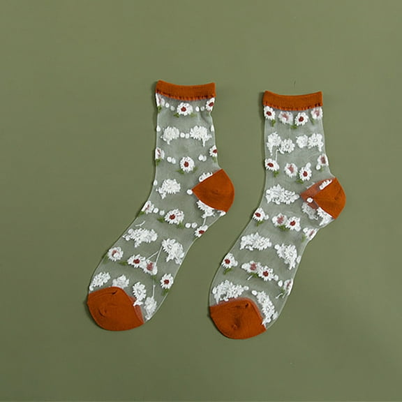 BONIXOOM Socks For Women Semi-Opaque Low-Cut NylonNovelty Work Socks Orange One Size