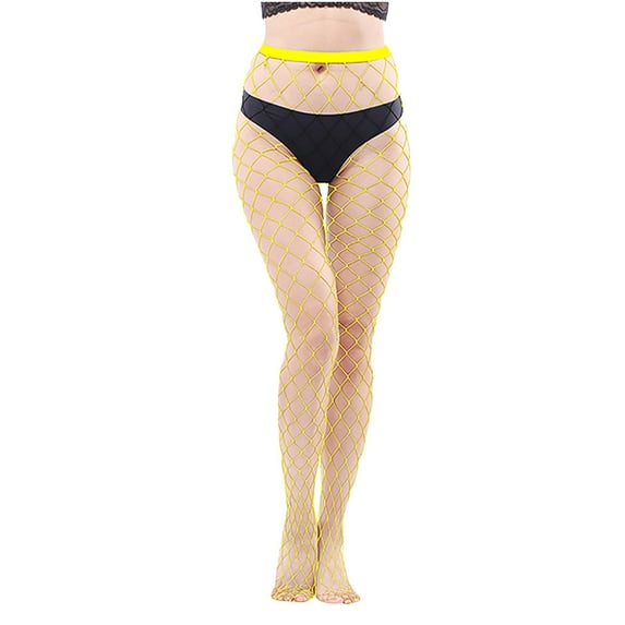 BONIXOOM Socks For Women Semi-Opaque Thigh-High Nylon,SpandexTrouser Work Socks Yellow One Size