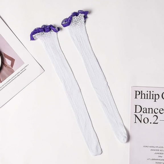 BONIXOOM Socks Women Semi-Opaque Mid-Calf AcrylicTube Cozy Socks Purple One Size