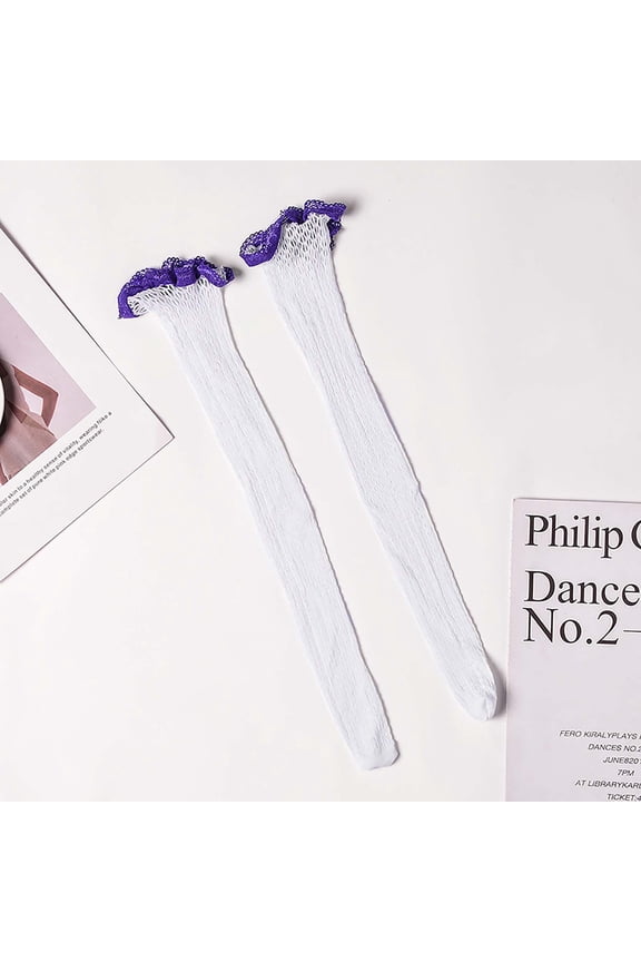 Socks Women Semi-Opaque Mid-Calf AcrylicTube Cozy Socks Purple One Size