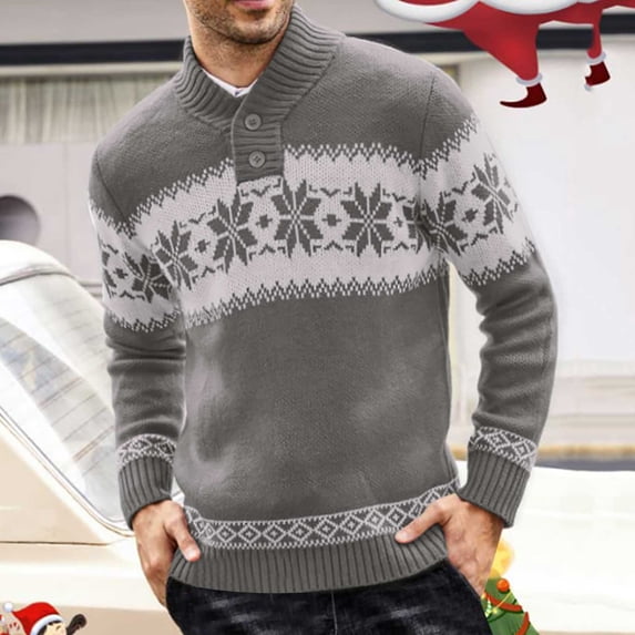 BONIXOOM Sweaters For Men Modern Fit Sweater Pullover Christmas Crew Neck Cute Sweaters Gray XL(US:10)