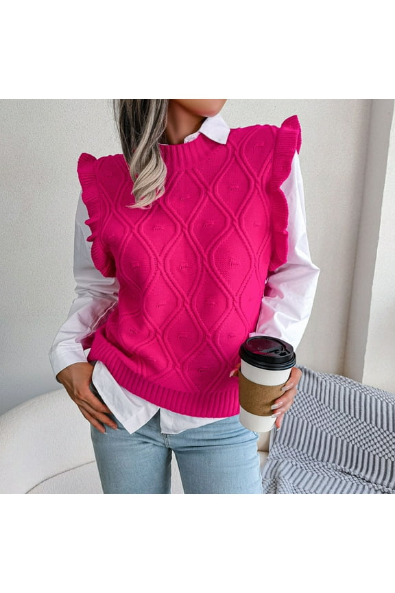 Sweaters For Women Modern Fit Jacket Pullover Vacation V-Neck Sweaters For Women Clearance Hot Pink S(US:4)