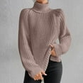thumbnail image 1 of BONIXOOM Sweaters For Women Trendy Modern Fit Sweater Pullover Vacation Turtleneck Fall Sweater Khaki 2XL(US:12), 1 of 7