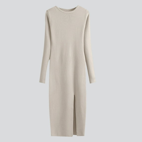 BONIXOOM Sweaters For Women Trendy Relaxed Fit Sweater Tube Work Crew Neck Fall Sweater Beige One size