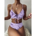 thumbnail image 1 of BONIXOOM Swimsuit Coverup For Women Underwire Elastic Printed Two-Piece Sets High Cut Summer Swimwears on Clearance Purple Size 4, 1 of 8