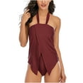 thumbnail image 1 of BONIXOOM Swimsuit Women Halter Elastic Solid One-Piece Bikini Summer Swimwears on Clearance Wine Size 6, 1 of 7