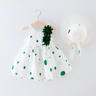 BONIXOOM Toddler Clearance Set Fall Sleeveless Round Neckline Polka Dot Pull-On Dress Toddler Clothes Clearance Green Size 2-3 Years