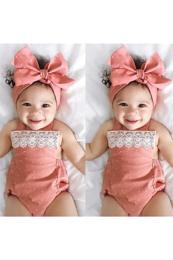 BONIXOOM Toddler Girls' Spring Outfits Clearance Kids Clothes Pullover Sleeveless Summer Polka Dot Jumpsuit on Clearance Pink Size 70